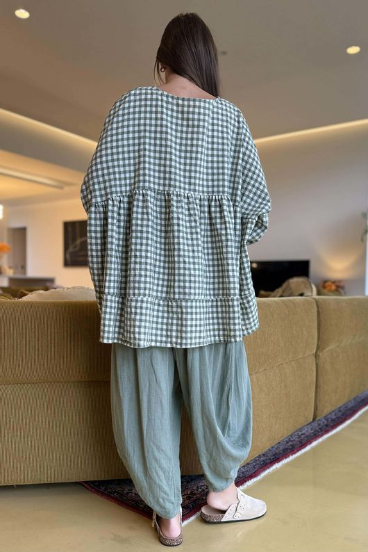 Nonni Gingham Artist Smock Khaki